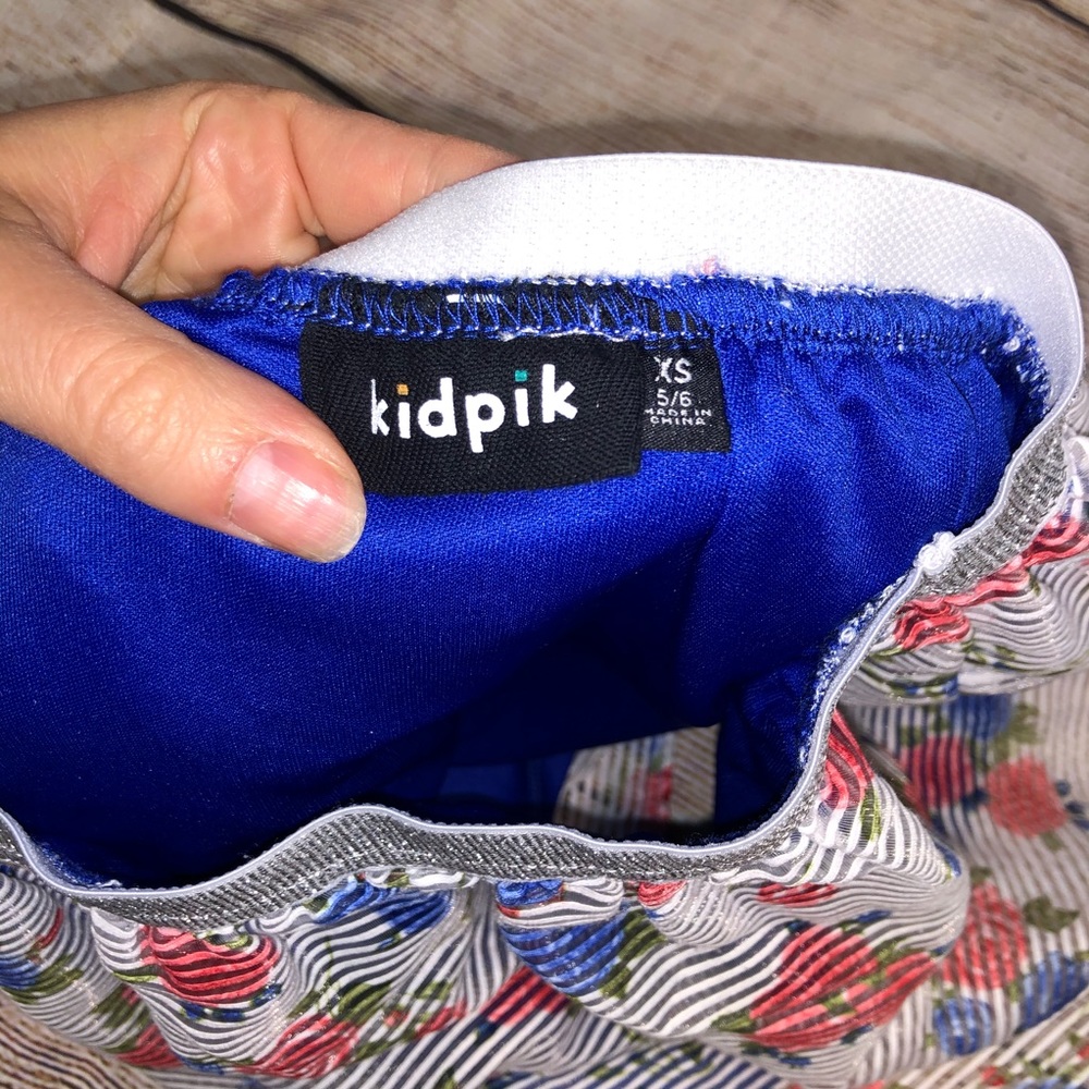 4/$20 Kidpik Scuba Stripe Floral Skirt - Picture 3 of 4